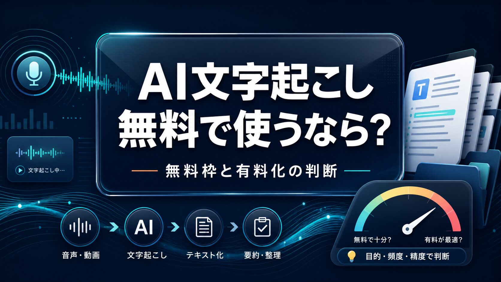 AI文字起こしを無料で使う範囲と有料化の判断を示すAI Study Logの新しいアイキャッチ画像