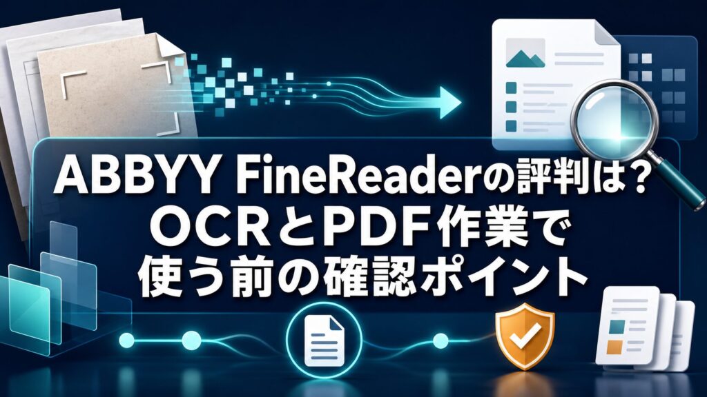 ABBYY FineReaderの評判とOCR、PDF作業の確認ポイントを示すAI生成サムネイル