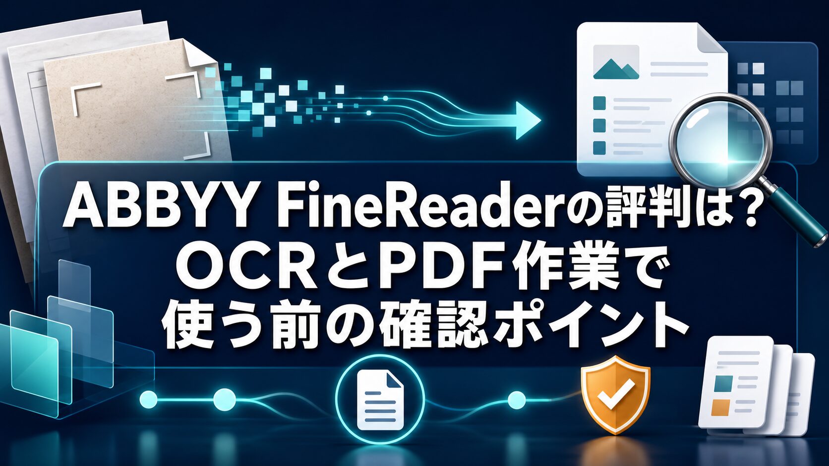 ABBYY FineReaderの評判とOCR、PDF作業の確認ポイントを示すAI生成サムネイル