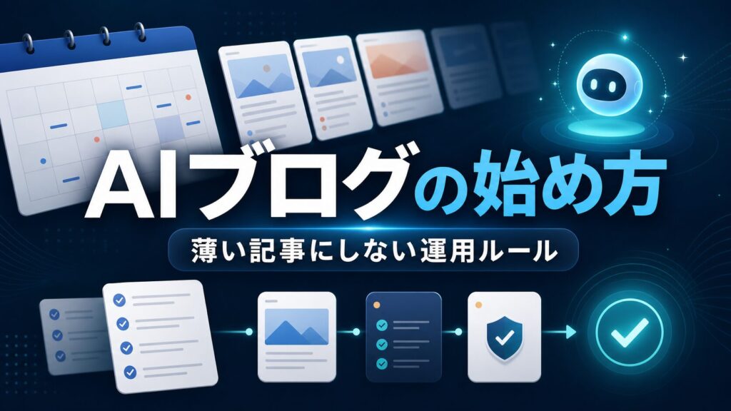 AIブログの始め方とWordPress運用ルールを示すアイキャッチ画像