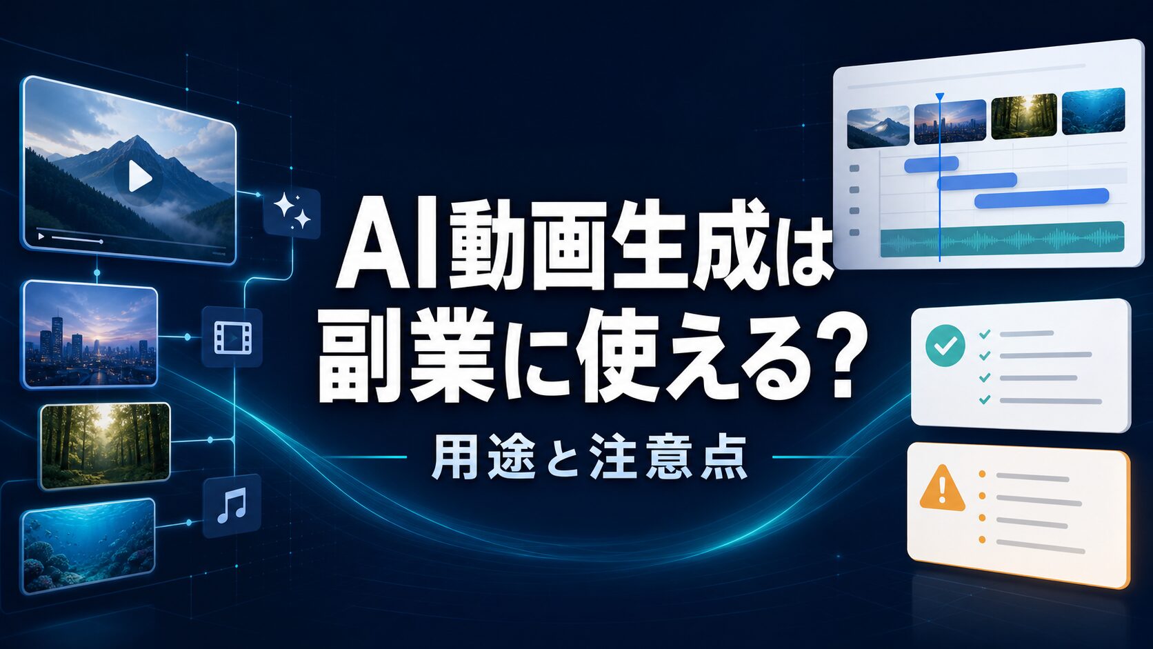 AI動画生成は副業に使えるかを示すタイトル入りアイキャッチ画像