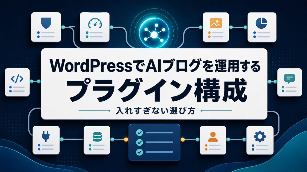 WordPressでAIブログを運用するプラグイン構成を示すアイキャッチ画像