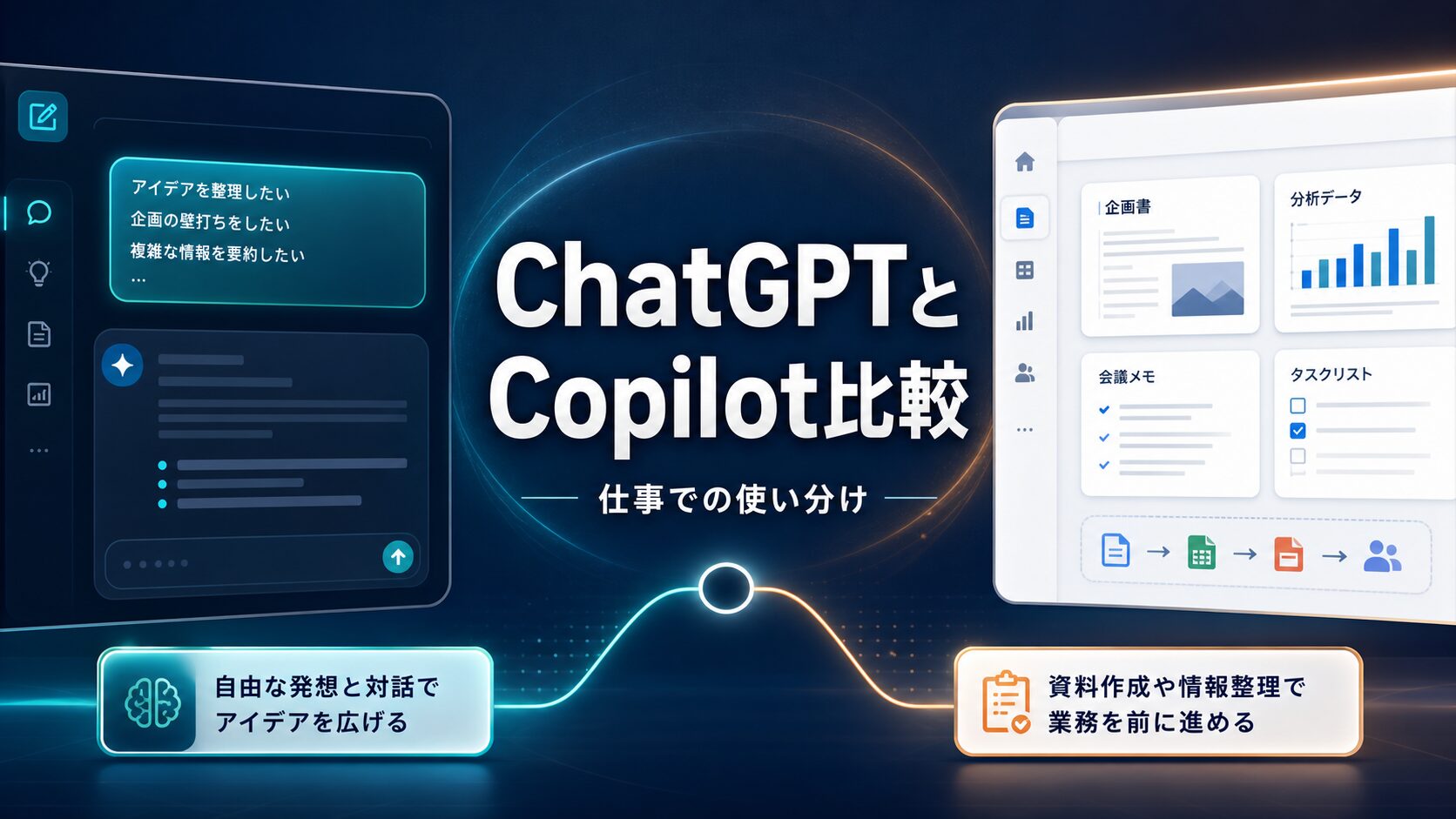 ChatGPTとCopilot比較 仕事での使い分けを示すAI Study Logサムネイル