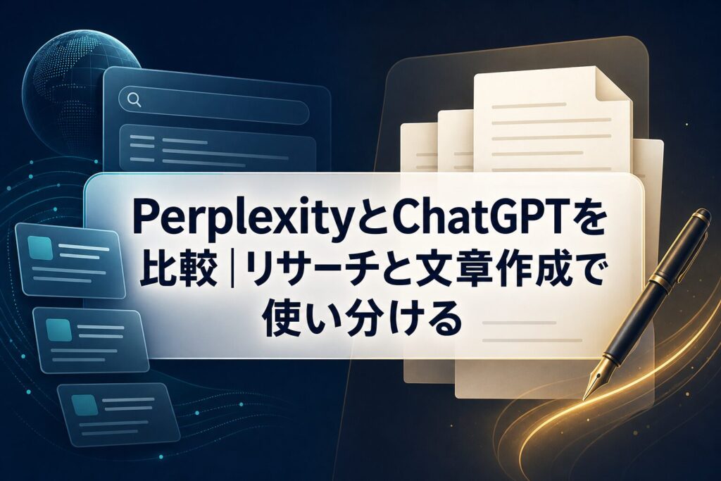 PerplexityとChatGPTを比較しリサーチと文章作成で使い分ける記事のサムネイル