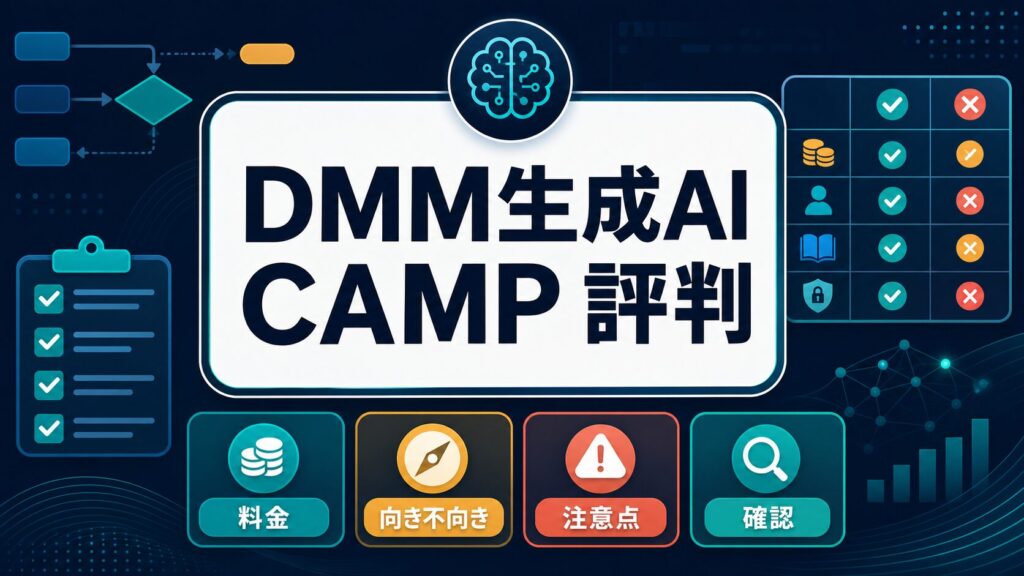 DMM生成AI CAMPの評判を料金、向き不向き、注意点から確認するサムネイル