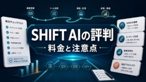 SHIFT AIの評判と料金・注意点を示すAI生成サムネイル