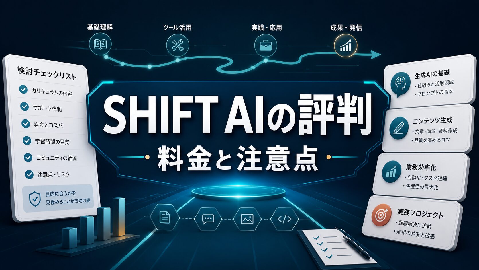 SHIFT AIの評判と料金・注意点を示すAI生成サムネイル