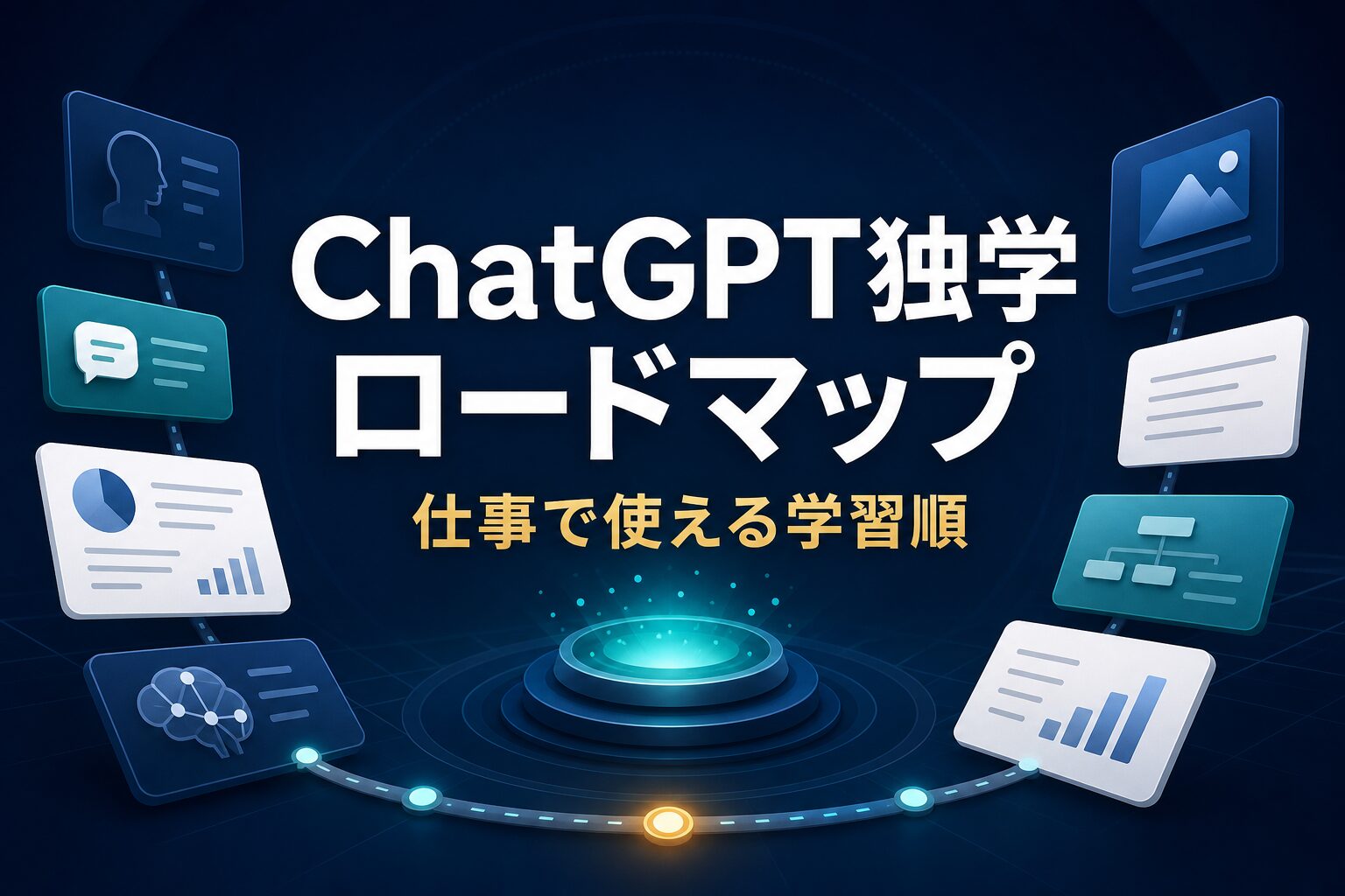 ChatGPT独学ロードマップを示すAI生成サムネイル