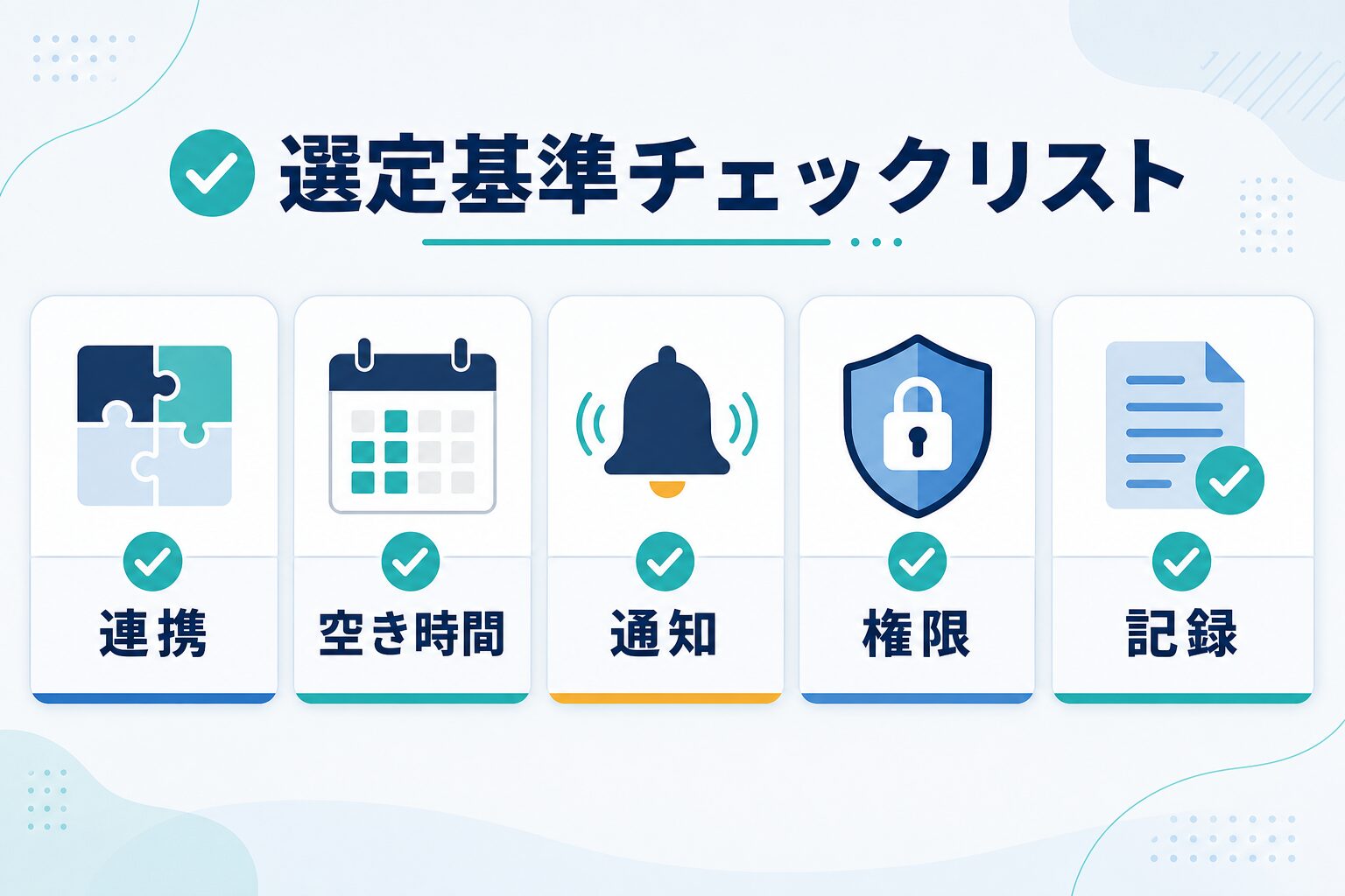 連携 空き時間 通知 権限 記録を確認する選定チェックリスト