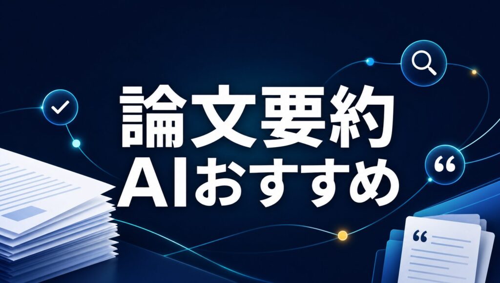 論文要約AIおすすめ比較を研究資料の確認フローとして示すサムネイル