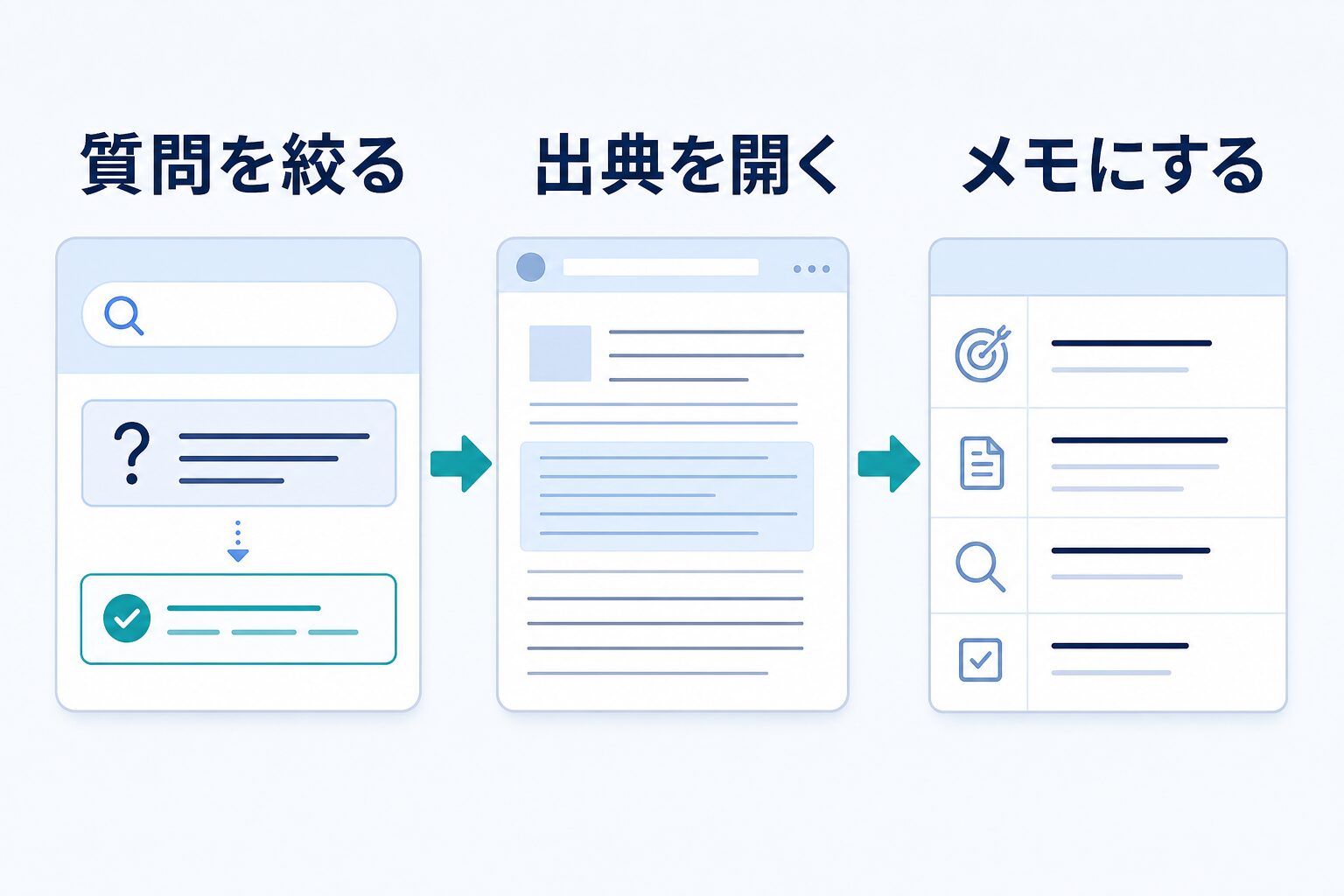 質問を絞る、出典を開く、メモにするというWeb検索AIの実務手順
