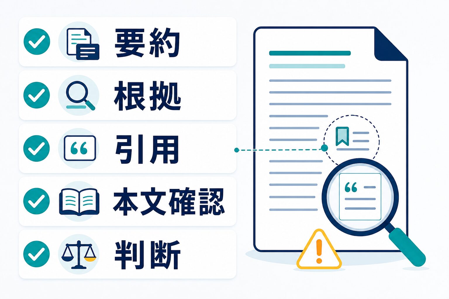 NotebookLMの要約を根拠、引用、本文確認、判断の順に確認するチェックリスト