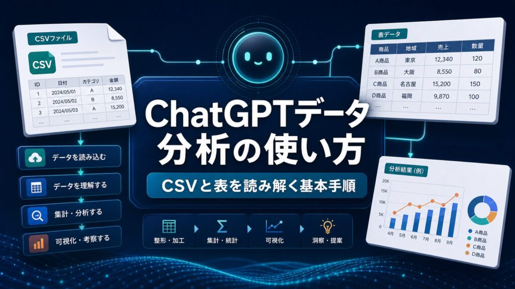 ChatGPTデータ分析の使い方を示すAI Study Logのサムネイル