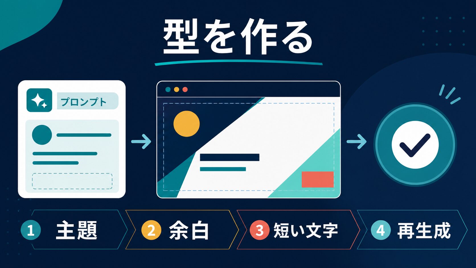 AIアイキャッチ画像の主題、余白、短い文字、再生成を整理する図