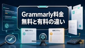 Grammarly料金の無料と有料の違いを示すタイトル入りアイキャッチ画像