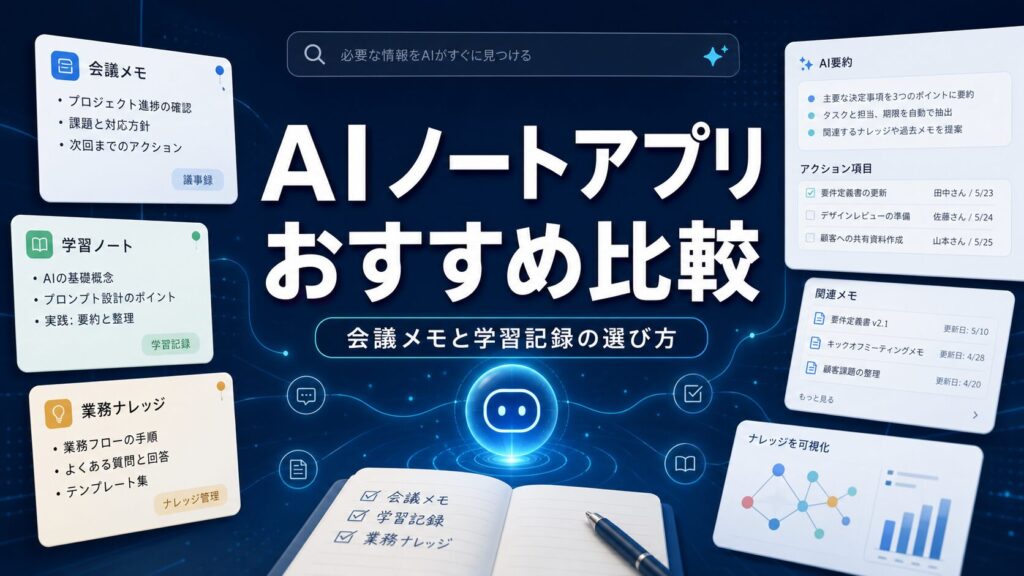 AIノートアプリおすすめ比較のタイトル入りアイキャッチ画像