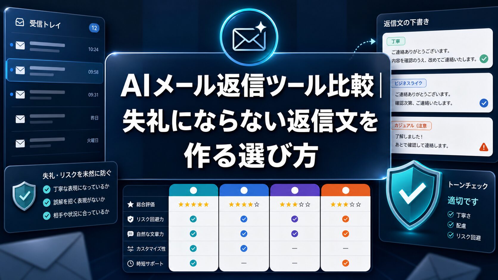 AIメール返信ツール比較のタイトル入りアイキャッチ画像