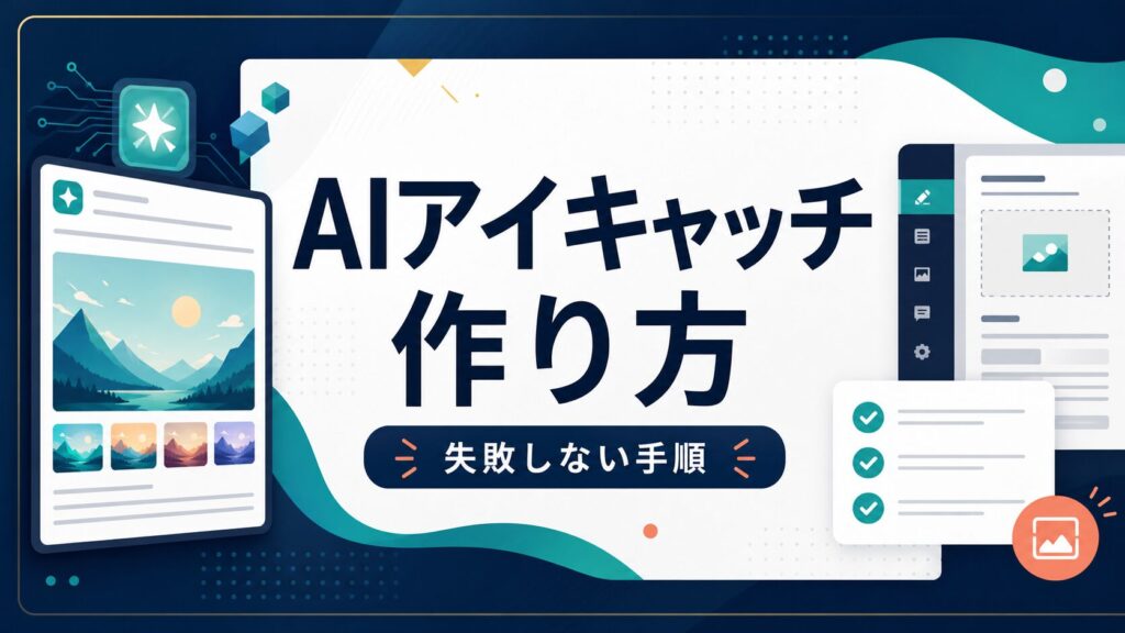 AIアイキャッチ画像の作り方を示すAI生成サムネイル